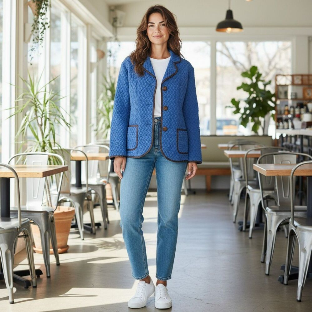 Kiko Jacket Women’s Size M Blue100 % Silk Brand New Vintage Y2K  # 79